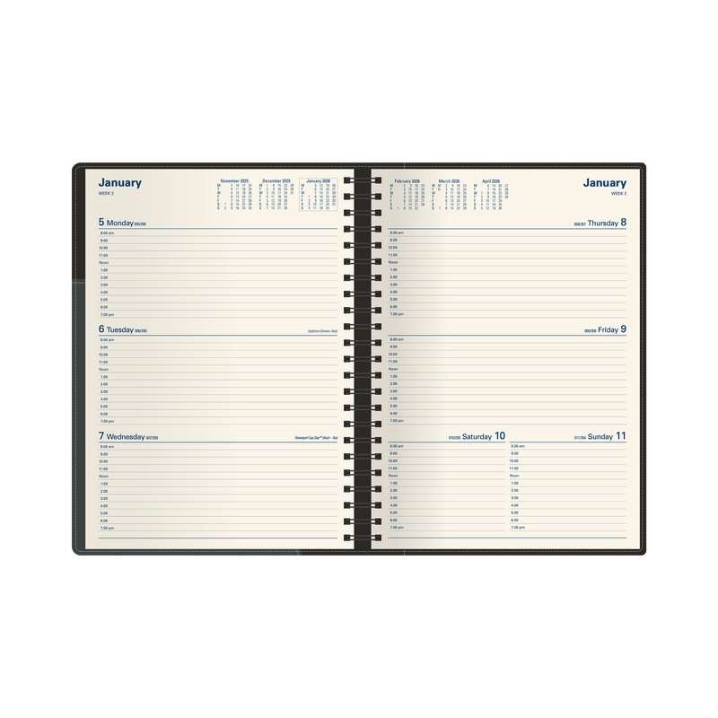 Associate II Calendar Year 2026 Diary/Planner, Week to View, A4 PU Padded Cover
