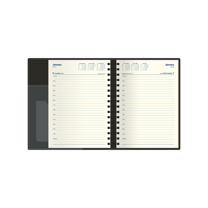 Associate II Calendar Year 2026 Diary/Planner, Day to Page, A5 PU Padded Cover