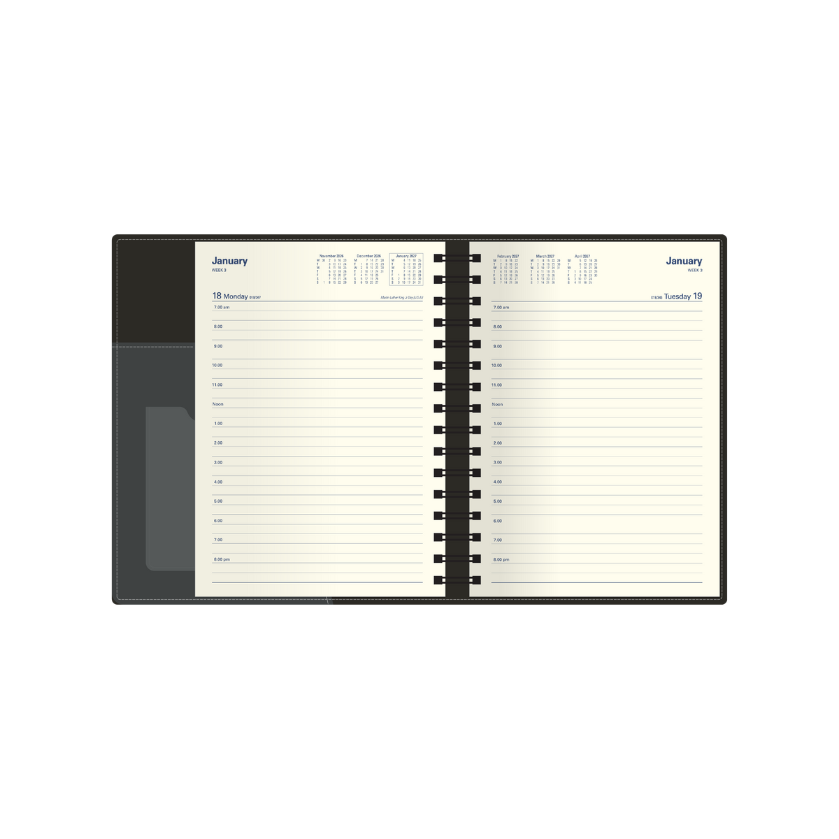2027 Calendar Year Diary/Planner - 12 Month A5 Day to Page - PU Padded Cover - Collins Associate II Range