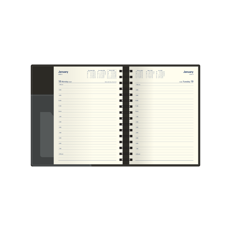 2027 Calendar Year Diary/Planner - 12 Month A5 Day to Page - PU Padded Cover - Collins Associate II Range