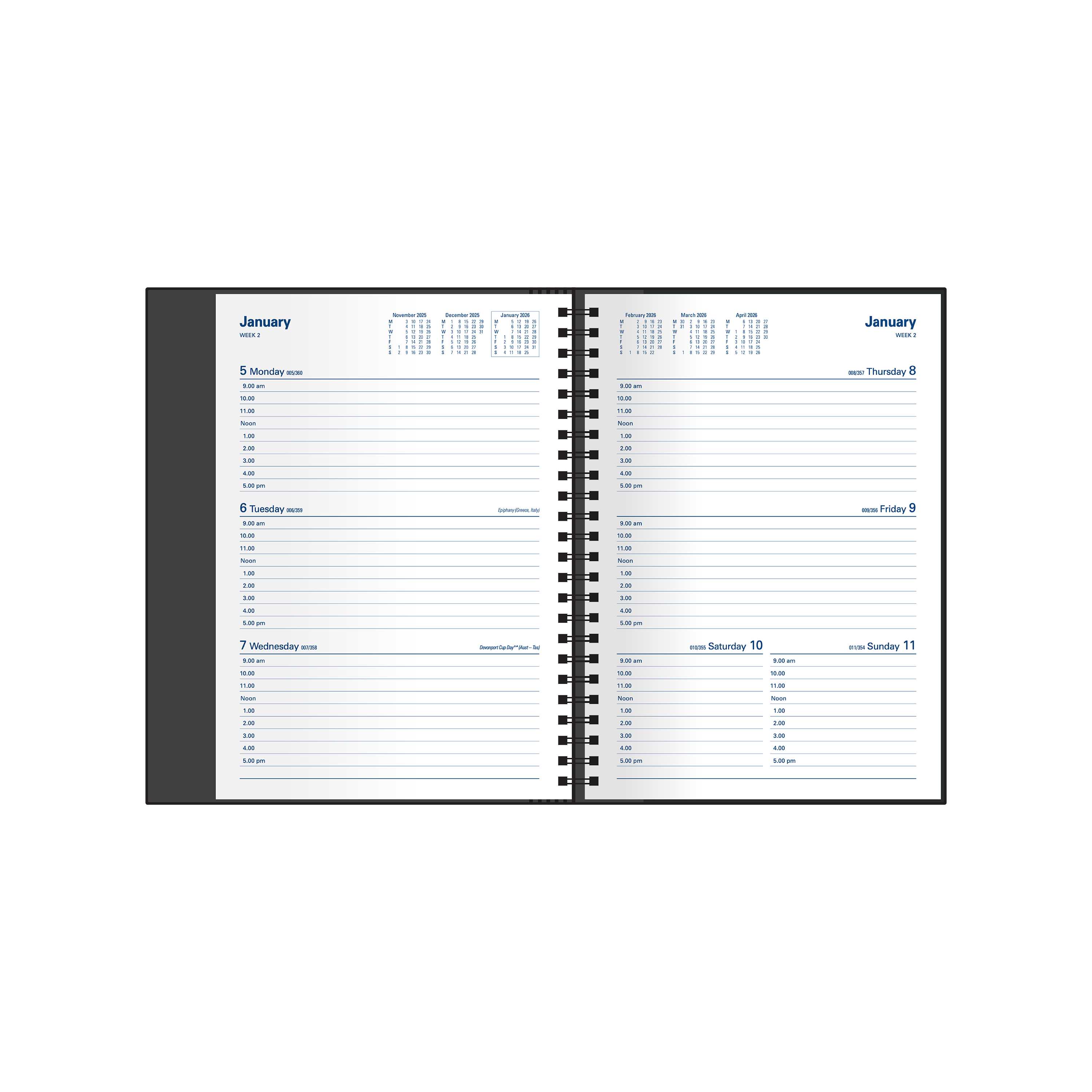 Associate Calendar Year 2026 Diary/Planner, Week to View, A5 Hard Cover