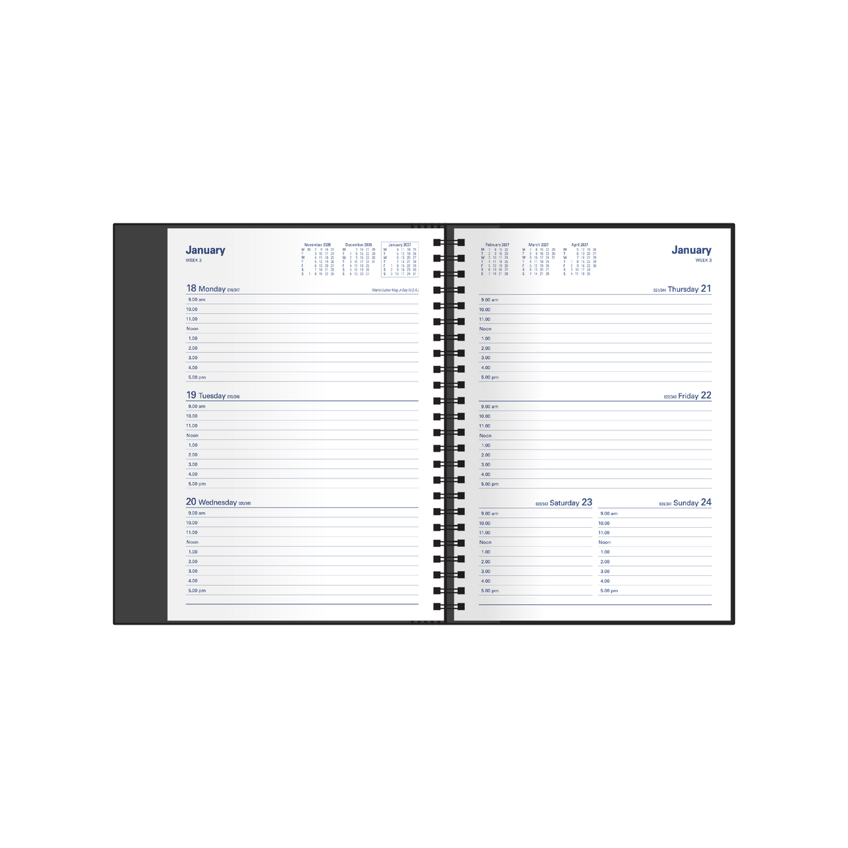2027 Calendar Year Diary/Planner - 12 Month A5 Week to View - Hard Cover - Collins Associate Range