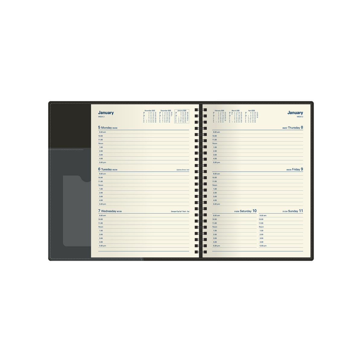 Associate II Calendar Year 2026 Diary/Planner, Week to View, A5 PU Padded Cover
