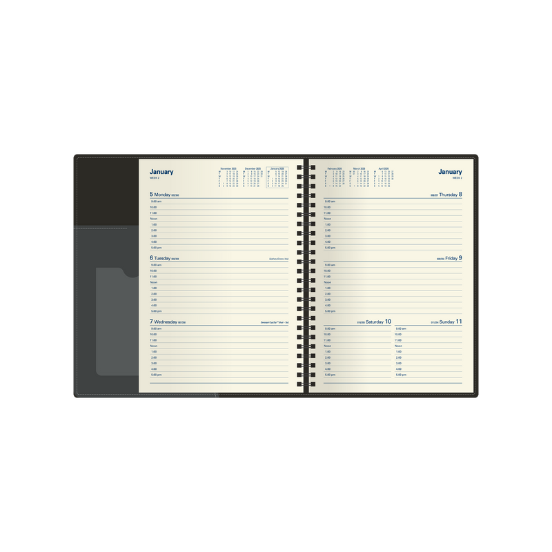 Associate II Calendar Year 2026 Diary/Planner, Week to View, A5 PU Padded Cover