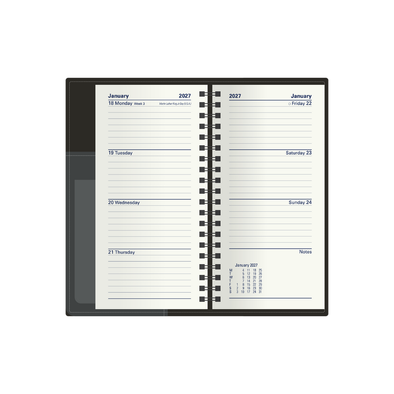 2027 Calendar Year Diary/Planner - 12 Month B6/7 Week to View - PU Padded Cover - Collins Associate II Range
