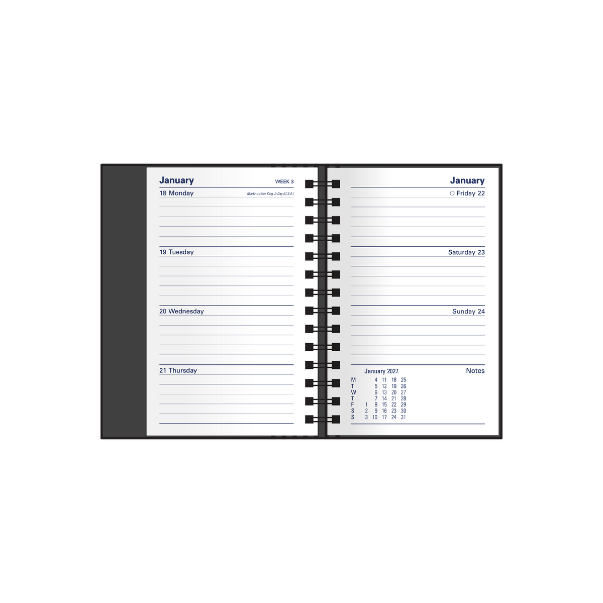 2027 Calendar Year Diary/Planner - 12 Month Mini Pocket Week to View - Hard Cover - Collins Associate Range