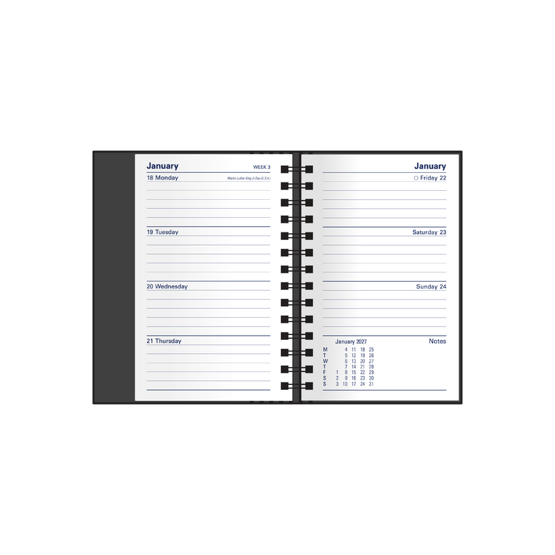 2027 Calendar Year Diary/Planner - 12 Month Mini Pocket Week to View - Hard Cover - Collins Associate Range