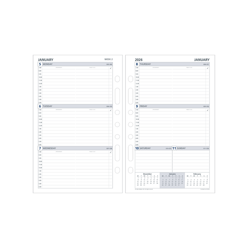 Collins - Day Planner 2025-2026 Financial Year Diary/Planner, Week to View, Desk (216x140mm) Refill