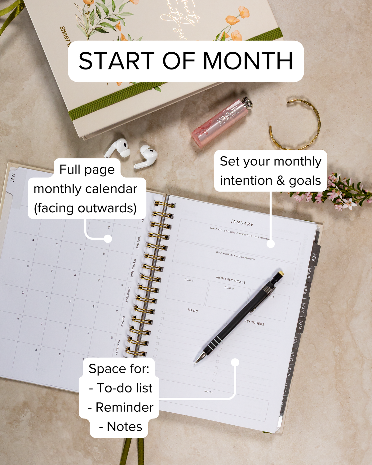Smart Women Society Calendar Year 2026 Diary/Planner, Week to View, B5 Wiro Bound -Charcoal