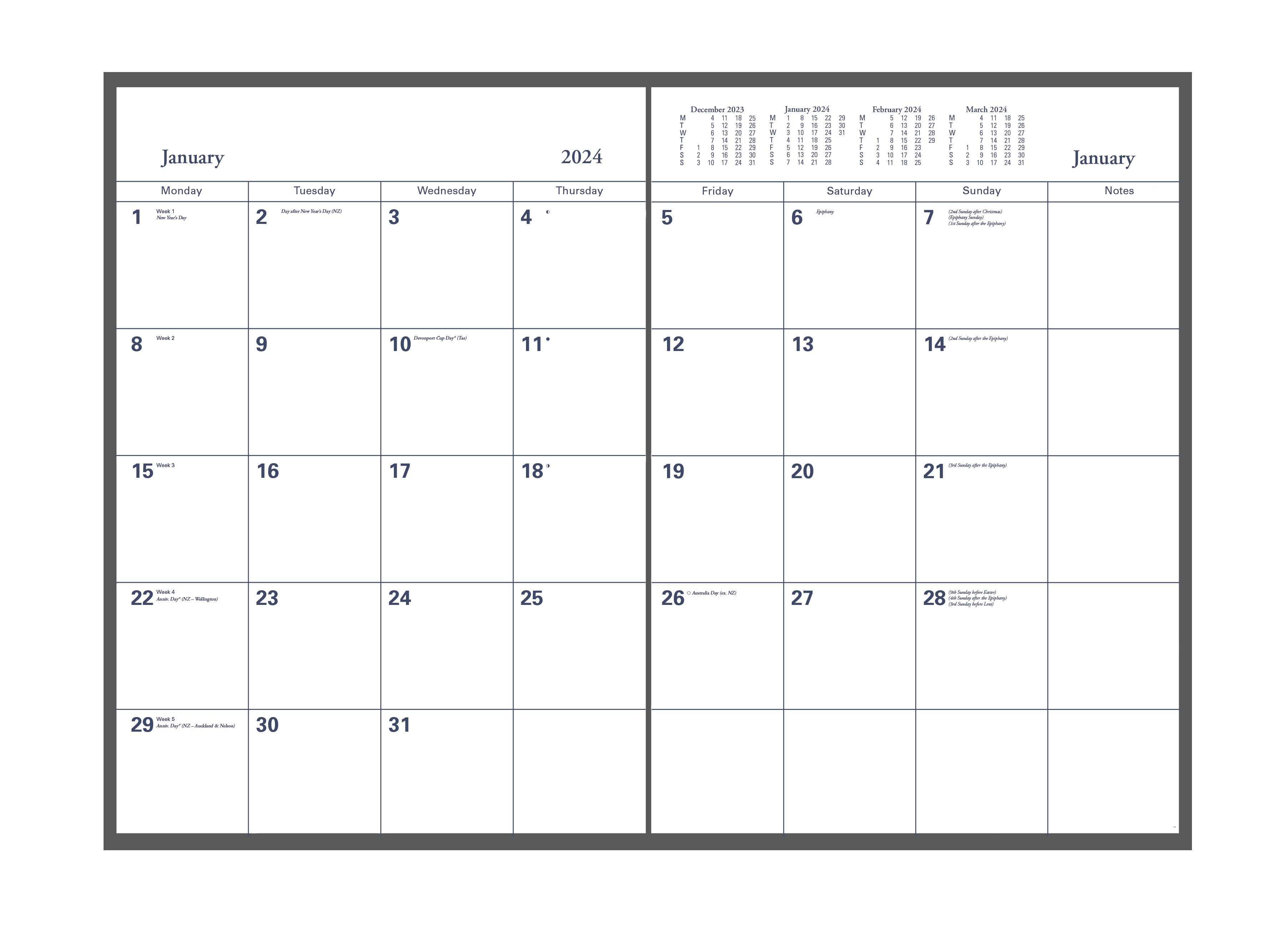 Collins Colplan 2024 Diary Month to View, Size A4 — Collins Debden