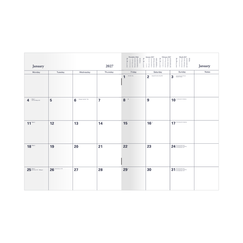 2027 Calendar Year Diary/Planner - 12 Month A4 Month to View Diary - Soft Cover - Collins Colplan Range - Early Edition