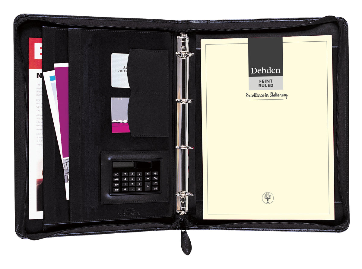 Collins A4 Compendium - 4-Ring Zip-Around PU Black