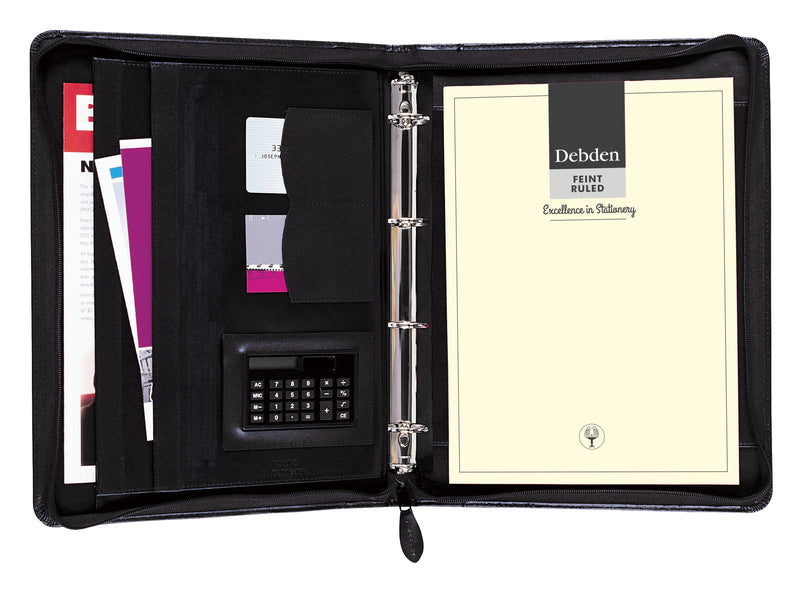 Collins A4 Compendium - 4-Ring Zip-Around PU Black