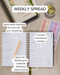 Smart Women Society Calendar Year 2026 Diary/Planner, Week to View, B5 Wiro Bound -Charcoal