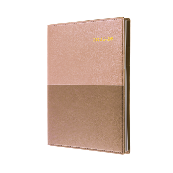 Collins - Vanessa 2025-2026 Financial Year Diary/Planner, Day to Page, A4 PU Soft Cover - Rose Gold