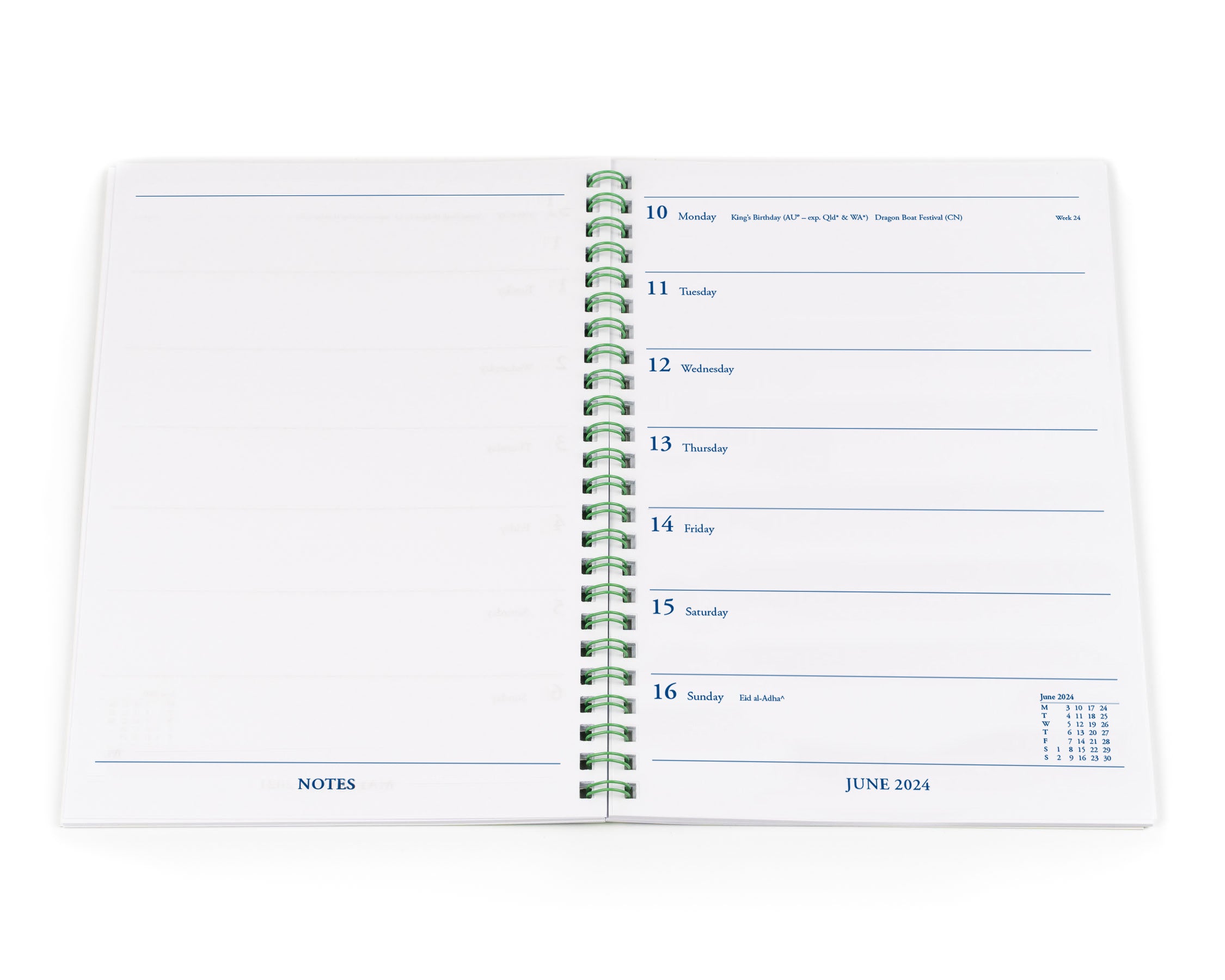 Colplan 2024 Diary - Week to Page with Notes, Size A5