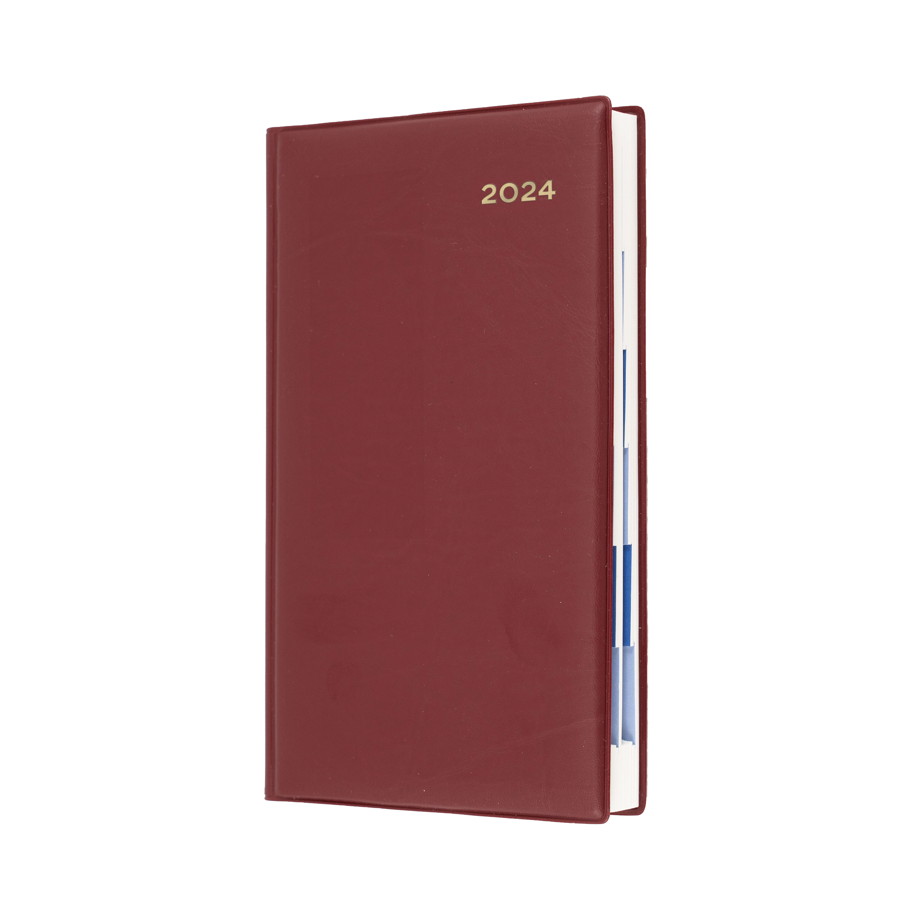 Belmont Desk 2024 Diary - Day to Page with Monthly Tabs, Size Octavo Burgundy / Octavo (183 x 106mm)