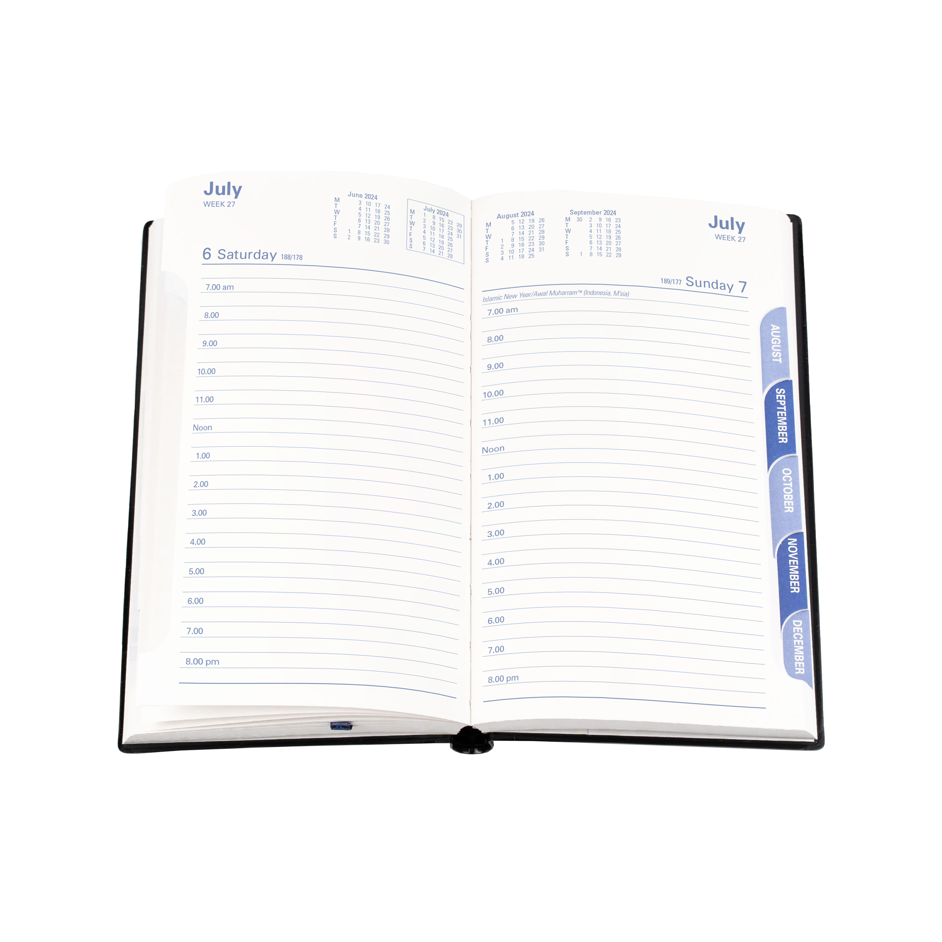 Belmont Desk 2024 Diary - Day to Page with Monthly Tabs, Size Octavo Black / Octavo (183 x 106mm)