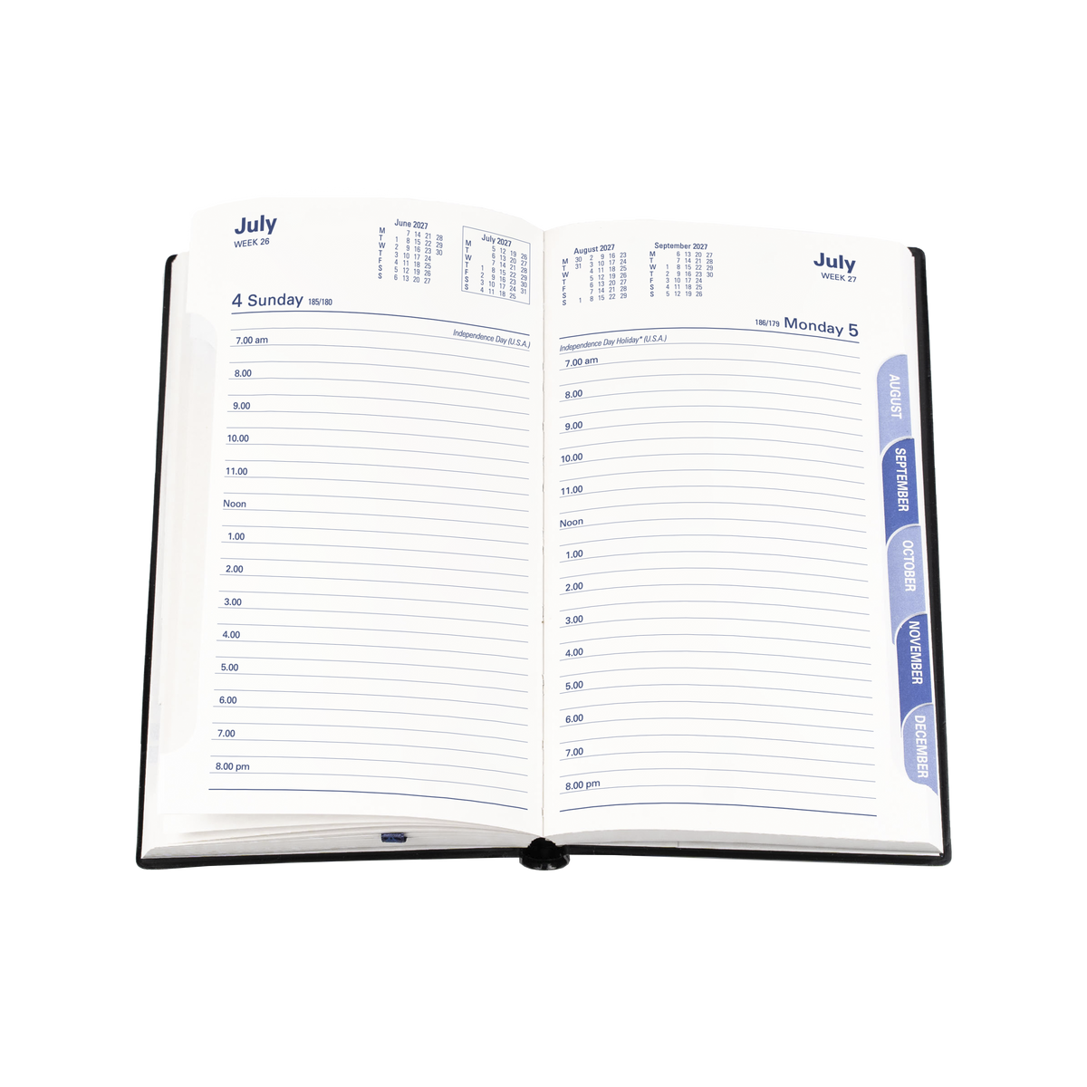 2027 Calendar Year Diary/Planner - 12 Month Octavo Day to Page w Monthly Tabs - PVC Cover - Collins Belmont Range
