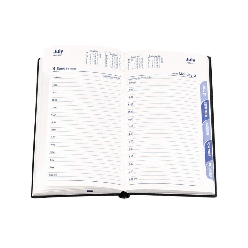 2027 Calendar Year Diary/Planner - 12 Month Octavo Day to Page w Monthly Tabs - PVC Cover - Collins Belmont Range