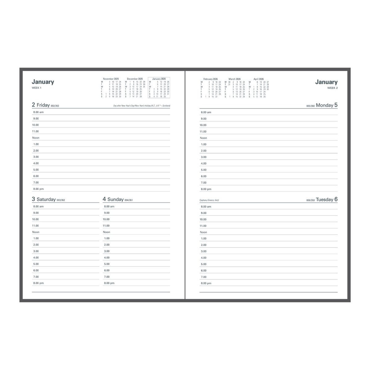Collins - Financial Year 2025-2026 Diary/Planner, 2 Days to Page, A5 Hard Cover