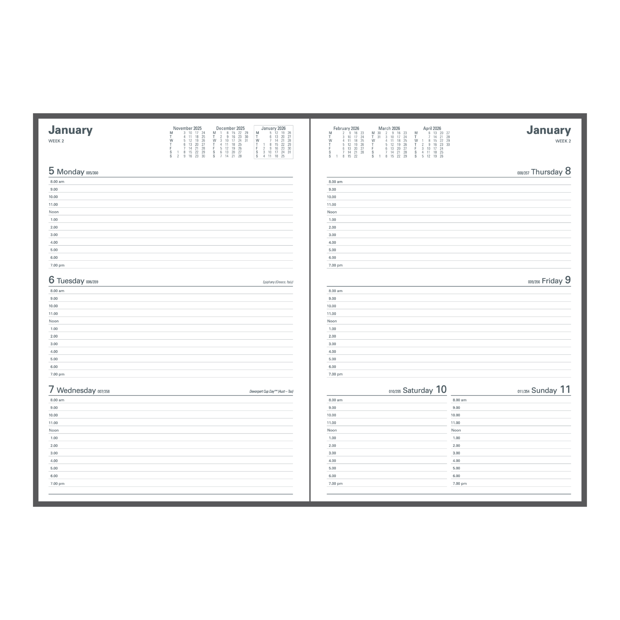 Collins - Financial Year 2025-2026 Diary/Planner, Week to View, A4 Hard Cover