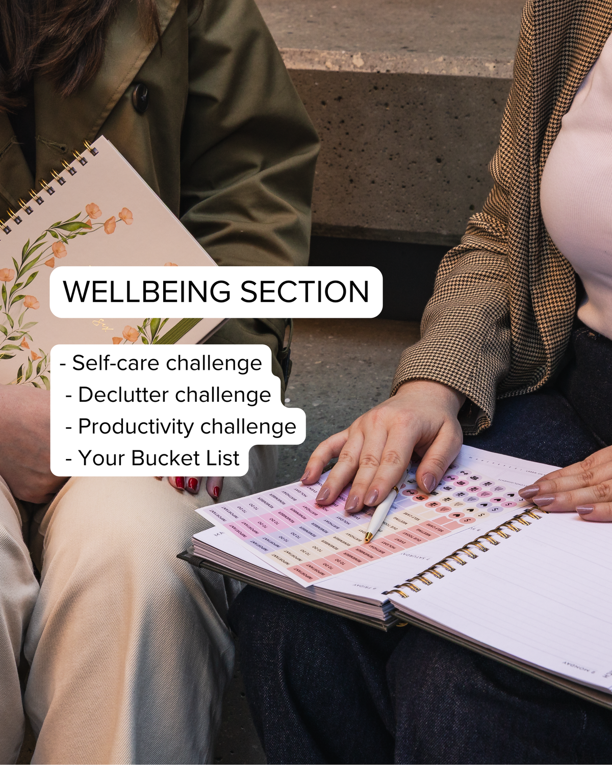 Smart Women Society Calendar Year 2026 Diary/Planner, Week to View, B5 Wiro Bound -Charcoal