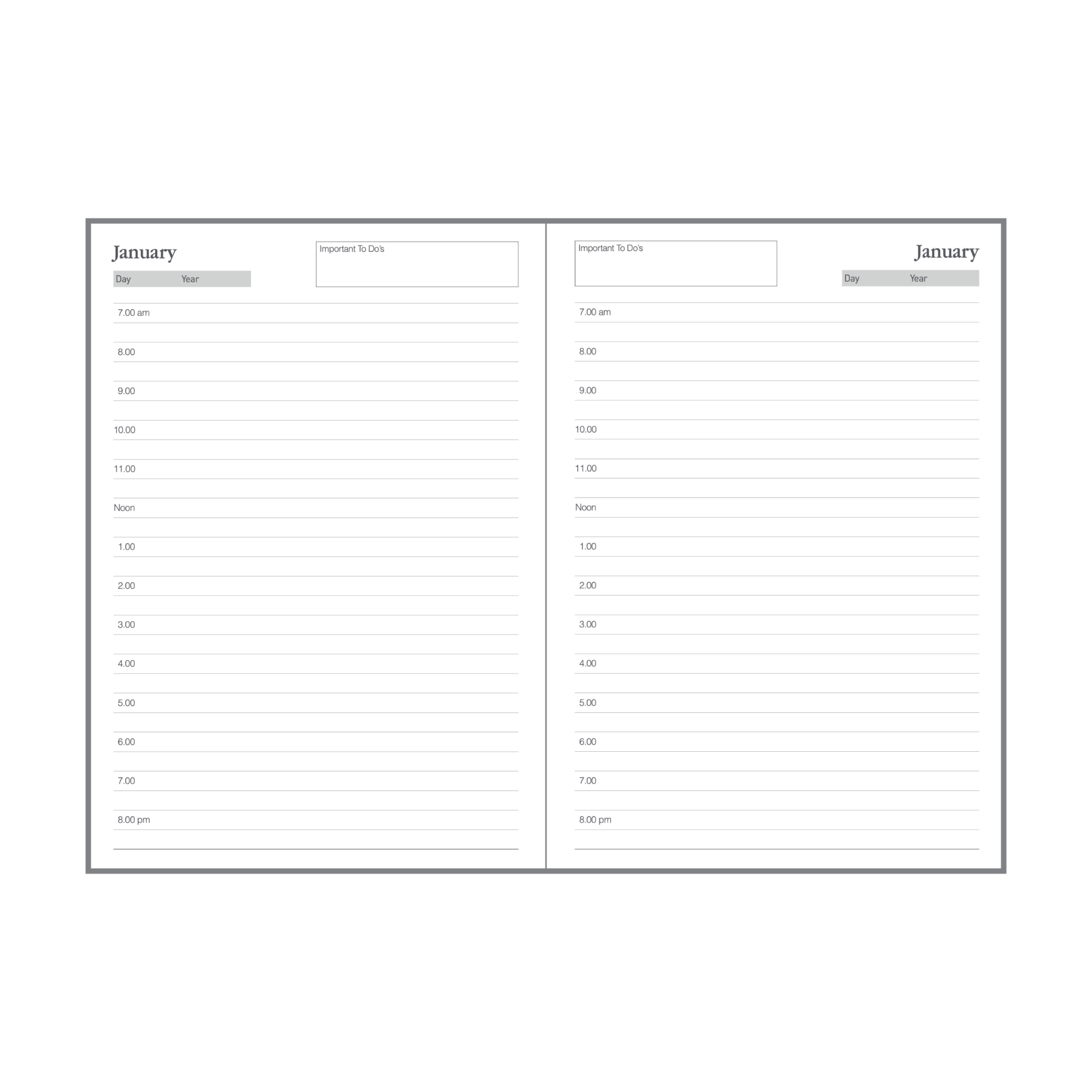 Collins Vanessa A4 - Any Year Diary Planner - Day to Page