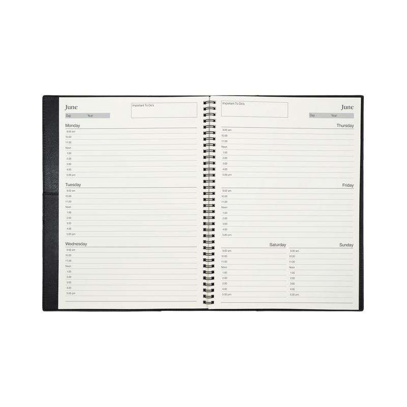 Collins Vanessa - A4 Week to View Any Year Diary - Black