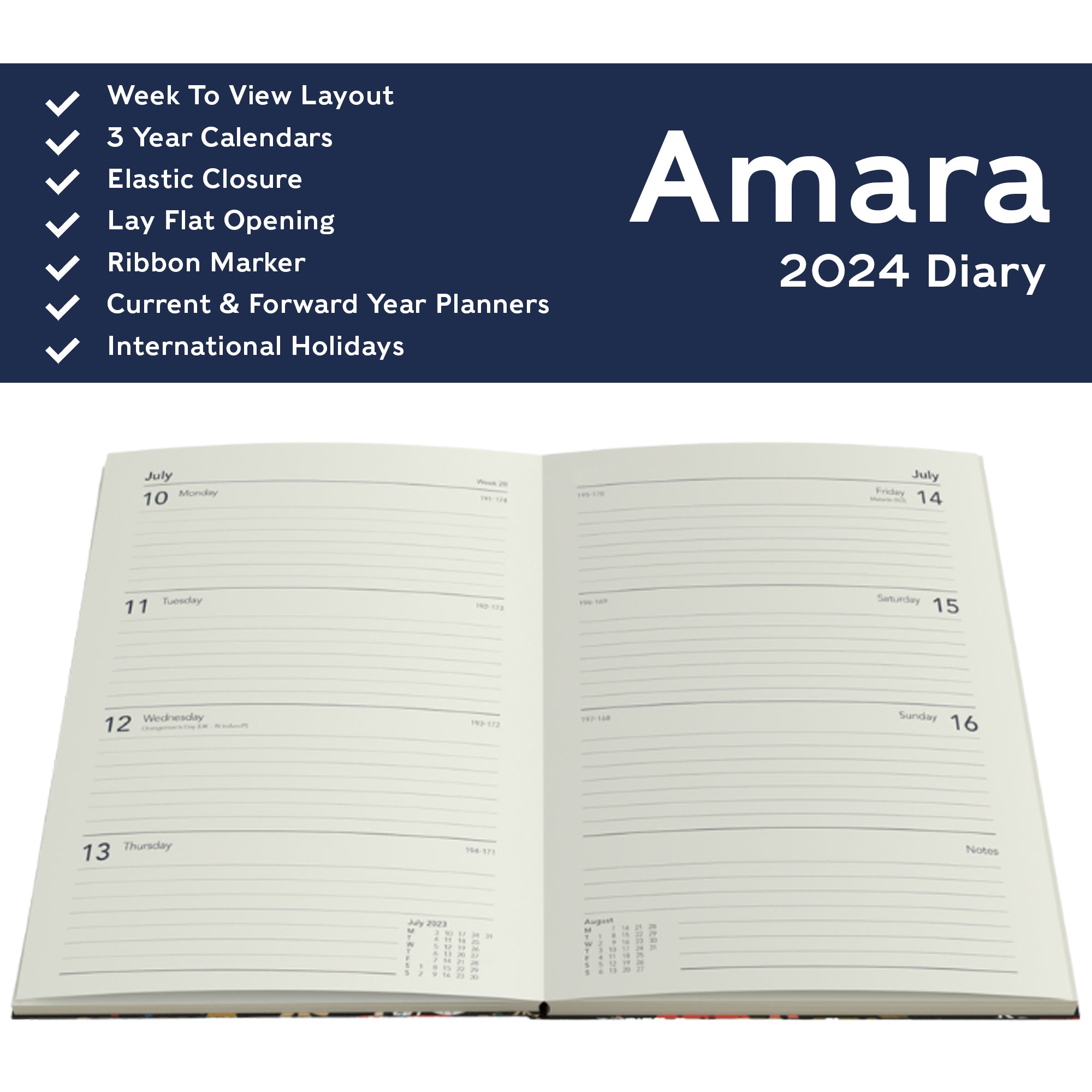 Amara 2024 Diary - Week to View, Size A5