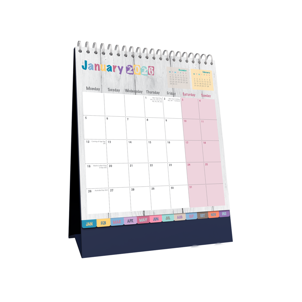 Brighton Desktop Calendar Year 2026 Diary/Planner, Month to View, Wiro Bound