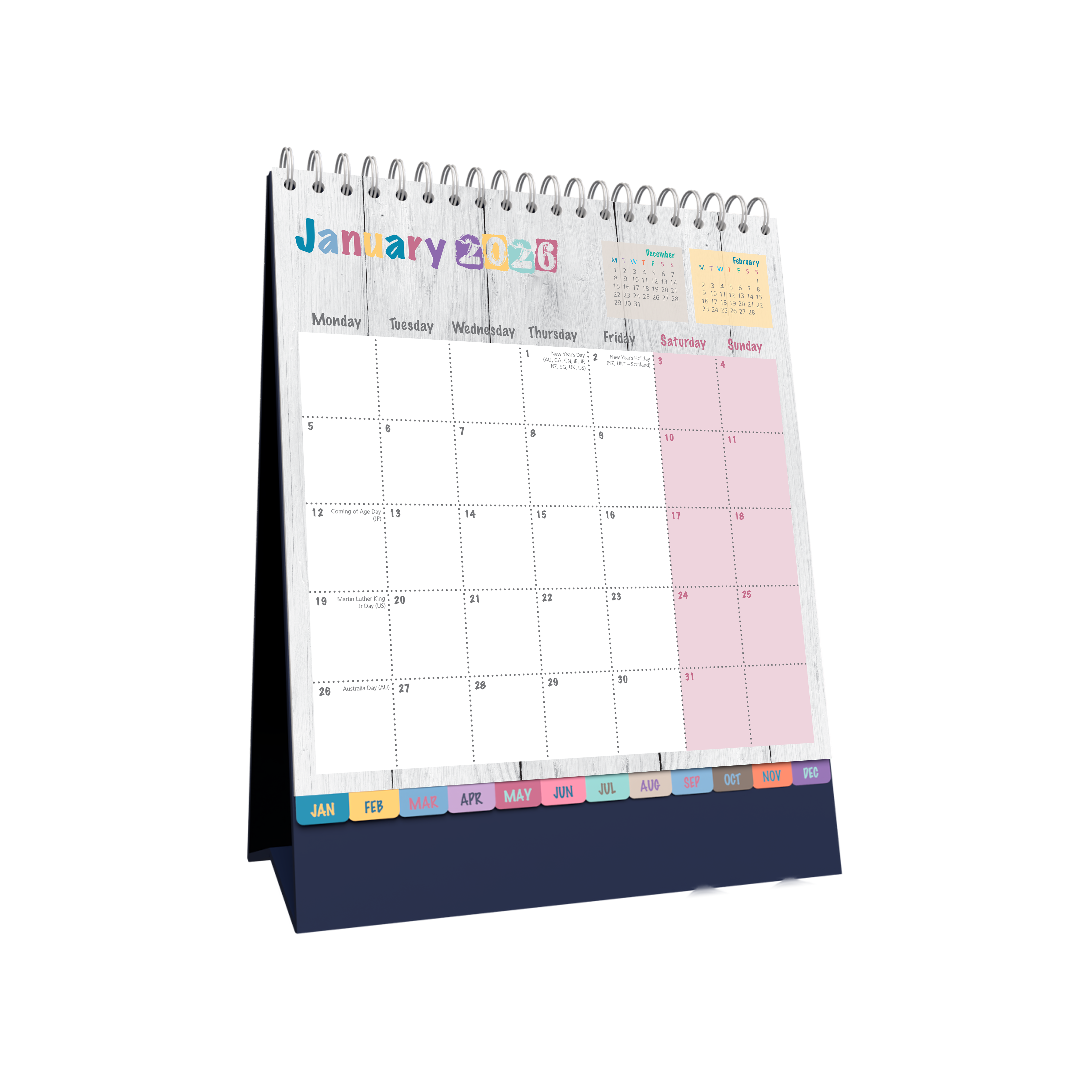 Brighton Desktop Calendar Year 2026 Diary/Planner, Month to View, Wiro Bound