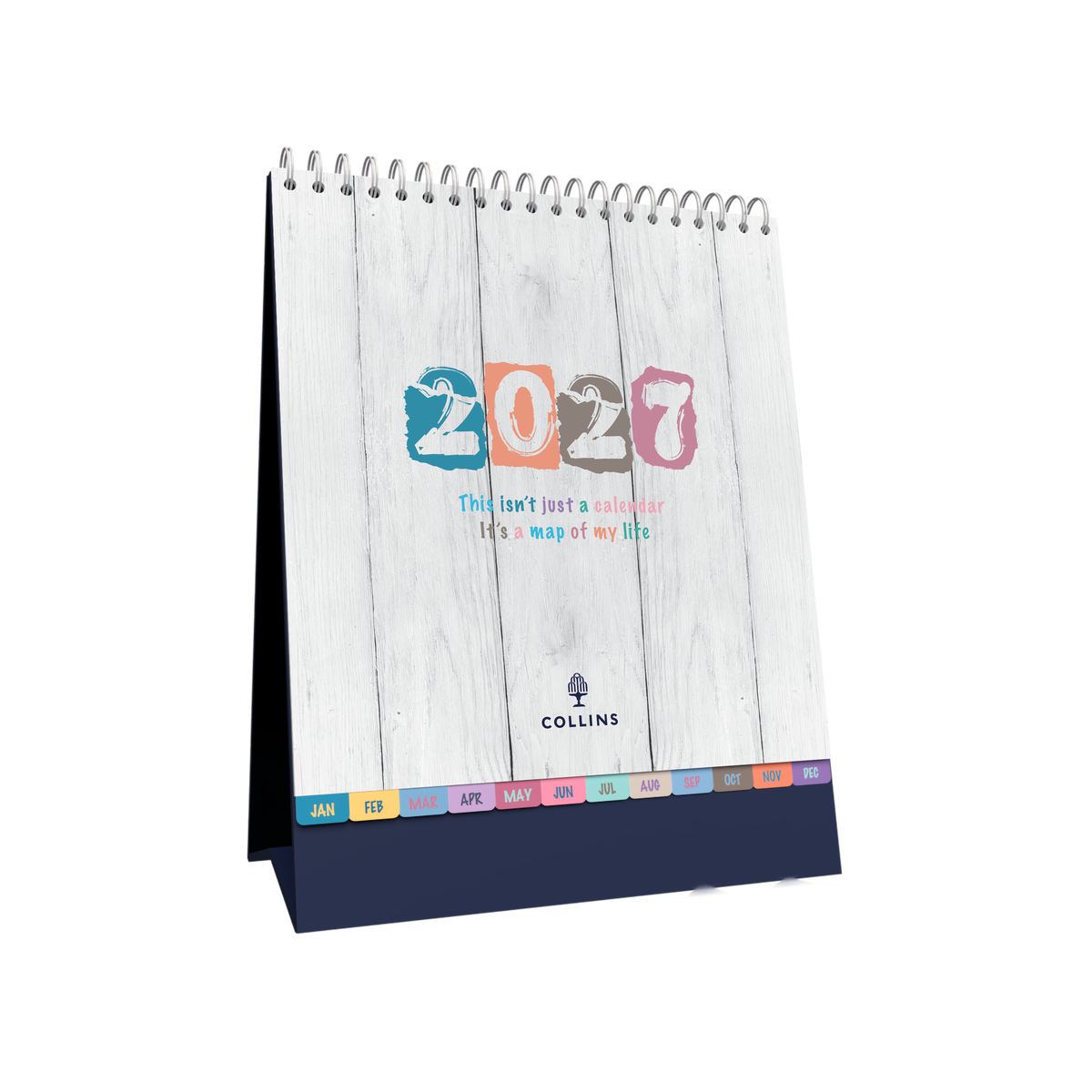 2027 Calendar Year Diary/Planner - 12 Month (h220 x w175mm) Month to View - Wiro Bound Desk Calendar in Brighton - Collins Desktop Calendars Range