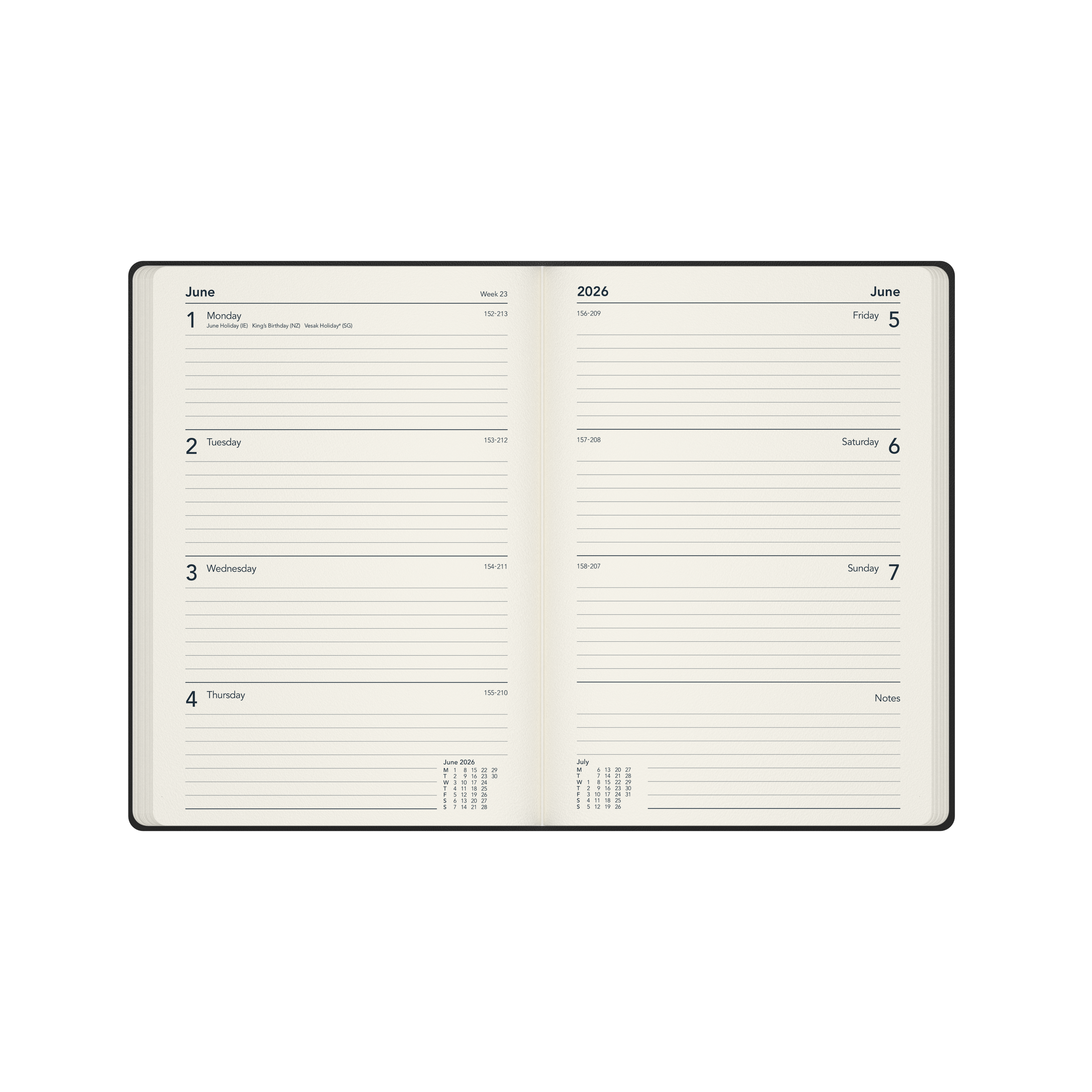 Legacy Calendar Year 2026 Diary/Planner, Week to View, A5 Hard Cover