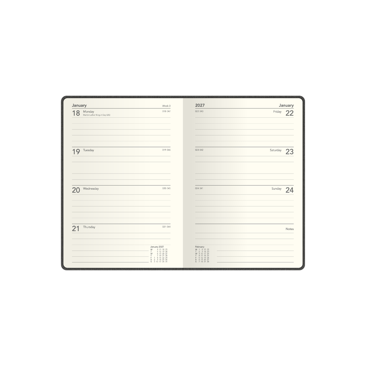 2027 Calendar Year Diary/Planner - 12 Month Pocket Week to View - Hard Cover - Collins Designer Range