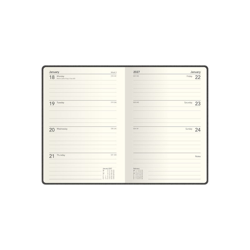 2027 Calendar Year Diary/Planner - 12 Month Pocket Week to View - Hard Cover - Collins Designer Range