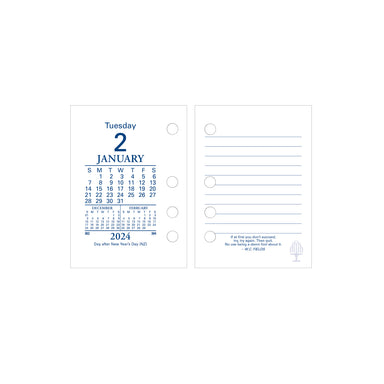 Desk Calendar Accessories 2024 - 1 Day to Page (Side Punch Refills) (102 x 76mm)