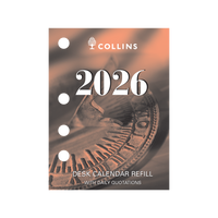 Desk Calendar Accessories - Day to Page, Side Punch Refill, Calendar Year 2026 Diary/Planner
