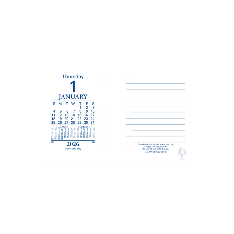 Desk Calendar Accessories - Day to Page, Side Punch Refill, Calendar Year 2026 Diary/Planner