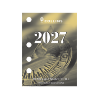 2027 Calendar Year Diary/Planner - 12 Month (h102 x w76mm) Day to Page - Side Punch Refill - Collins Desk Calendar Accessories Range