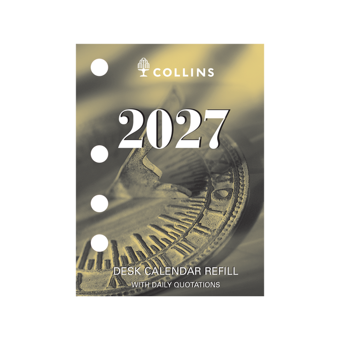 2027 Calendar Year Diary/Planner - 12 Month (h102 x w76mm) Day to Page - Side Punch Refill - Collins Desk Calendar Accessories Range