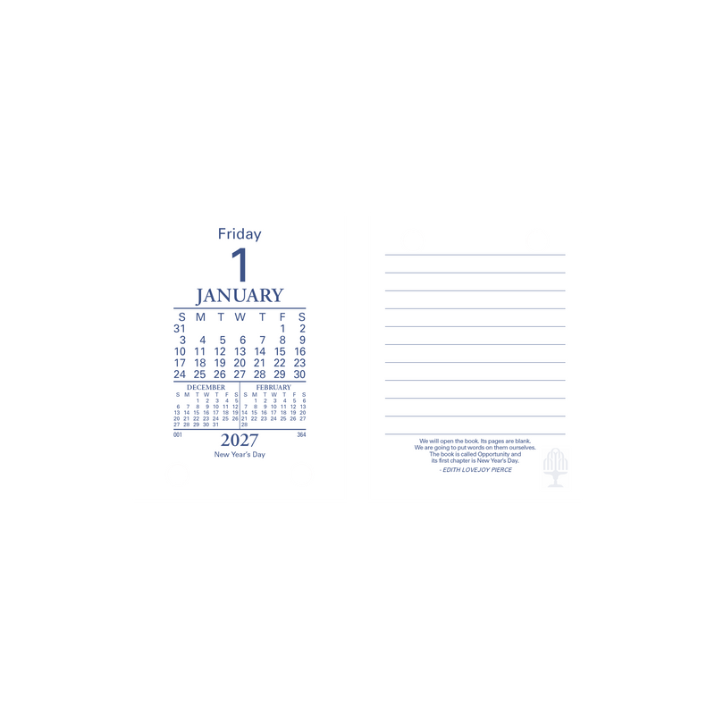 2027 Calendar Year Diary/Planner - 12 Month (h102 x w76mm) Day to Page - Top Punch Refill - Collins Desk Calendar Accessories Range