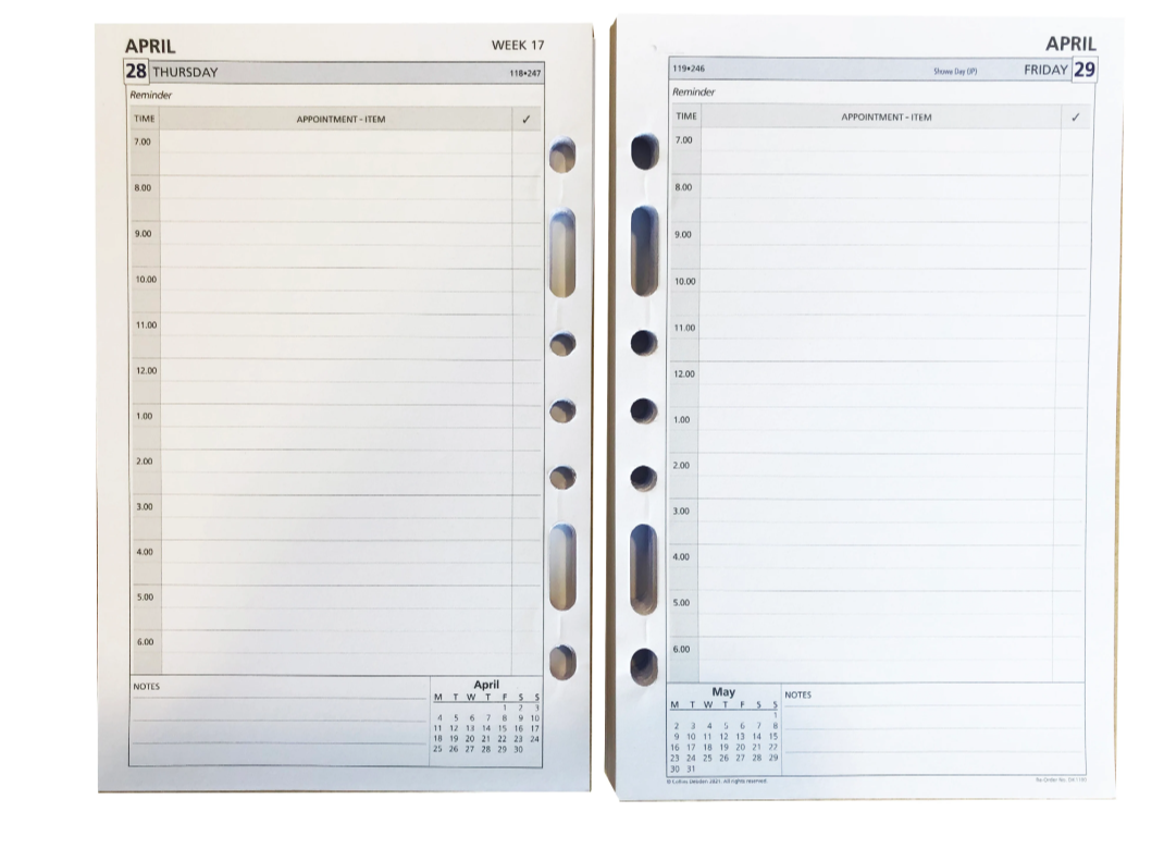 Day Planner Refill 2024 - Daily Dated (one year), Size Desk