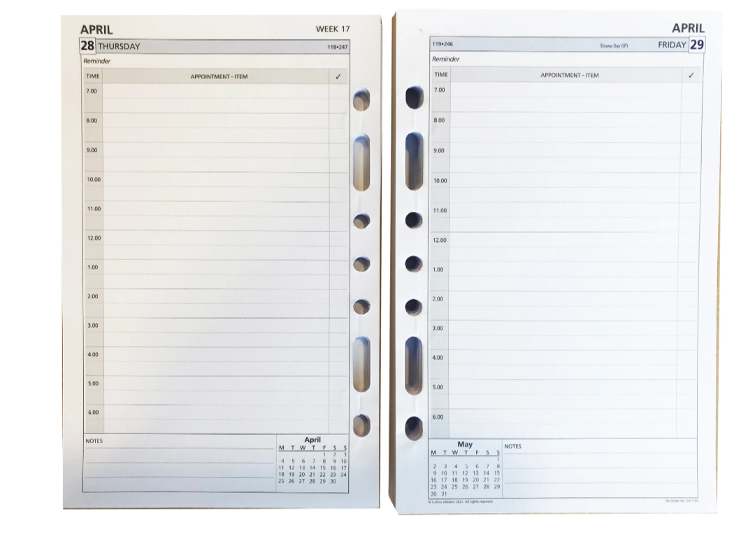 Debden Day Planner Refill 2024 Daily Dated (one year), Size Desk