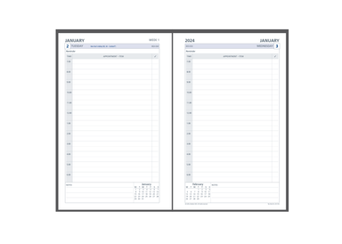 Day Planner Refill 2024 - Daily Dated (one year), Size Desk Desk (216 x 140mm)