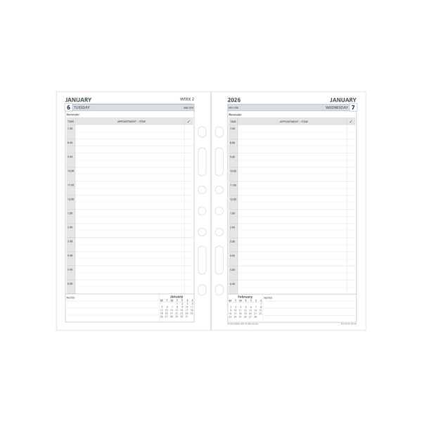 Day Planner Calendar Year 2026 Diary/Planner, Day to Page - with Appointments, Desk Refill