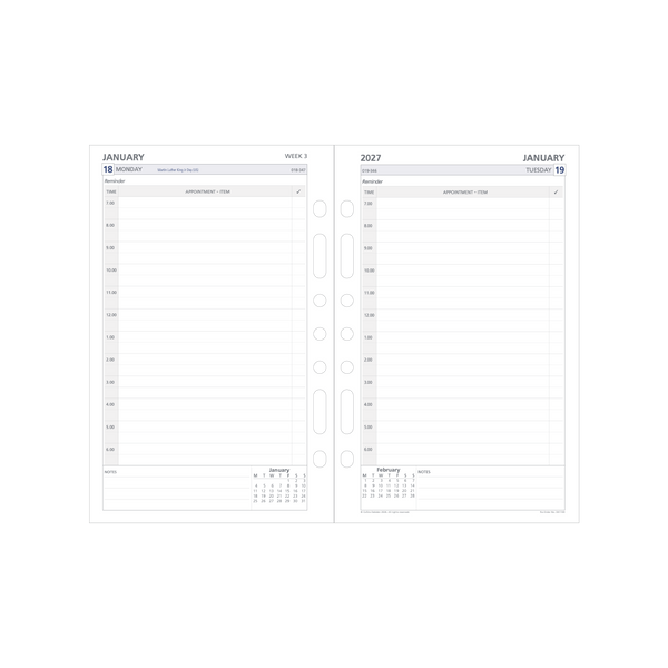 2027 Calendar Year Diary/Planner - 12 Month Desk Day to Page - Refill - Collins Day Planners Range