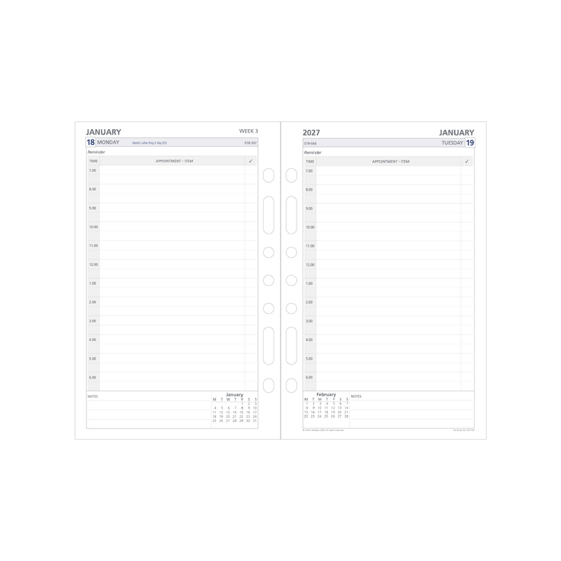 2027 Calendar Year Diary/Planner - 12 Month Desk Day to Page - Refill - Collins Day Planners Range