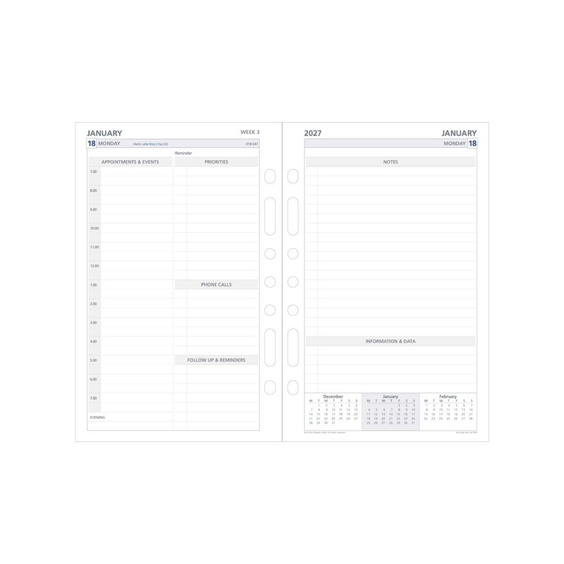 2027 Calendar Year Diary/Planner - 12 Month Desk 2 Days to a Page - Refill - Collins Day Planners Range