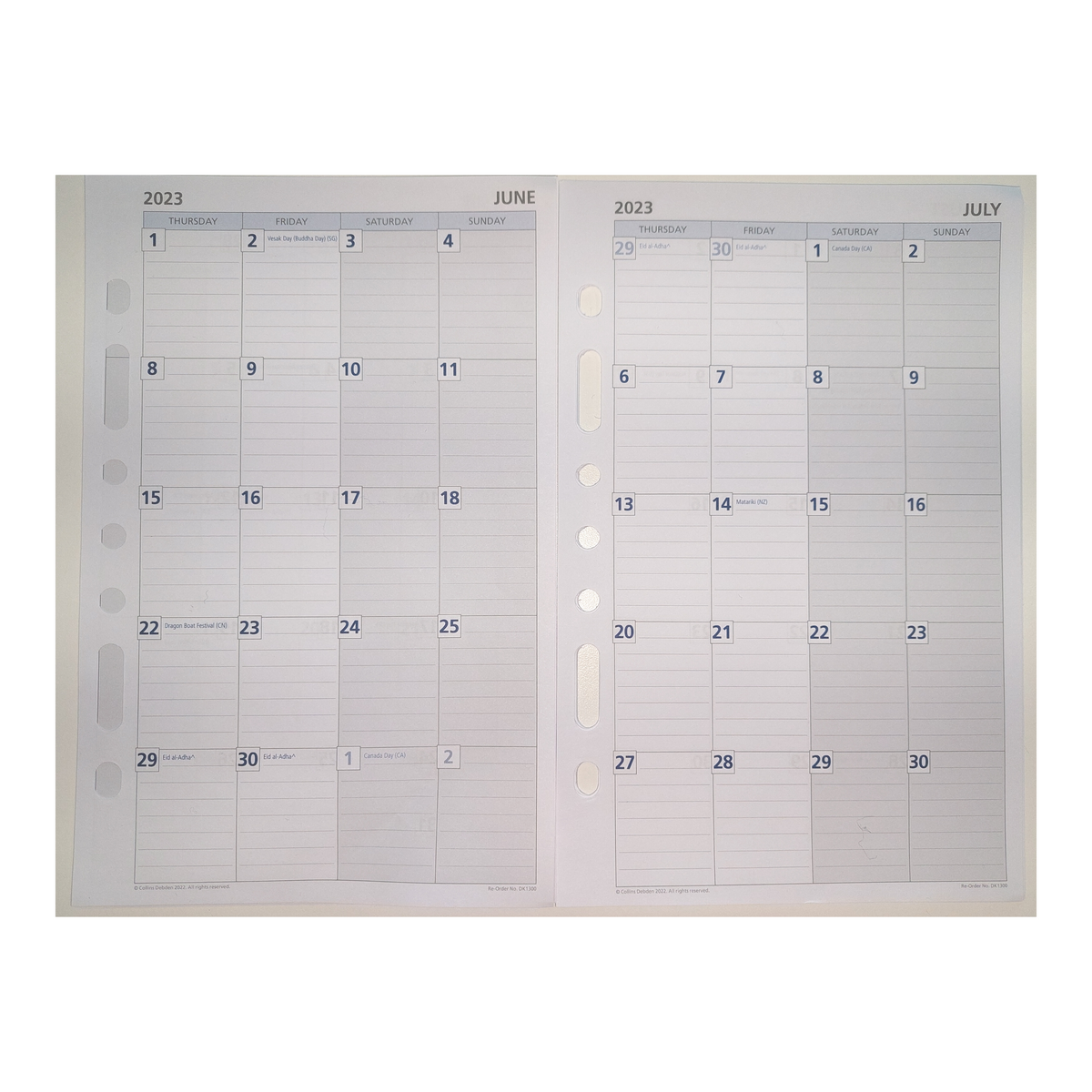 Debden Day Planner Refill 2024 Monthly Dated (one year), Size Desk